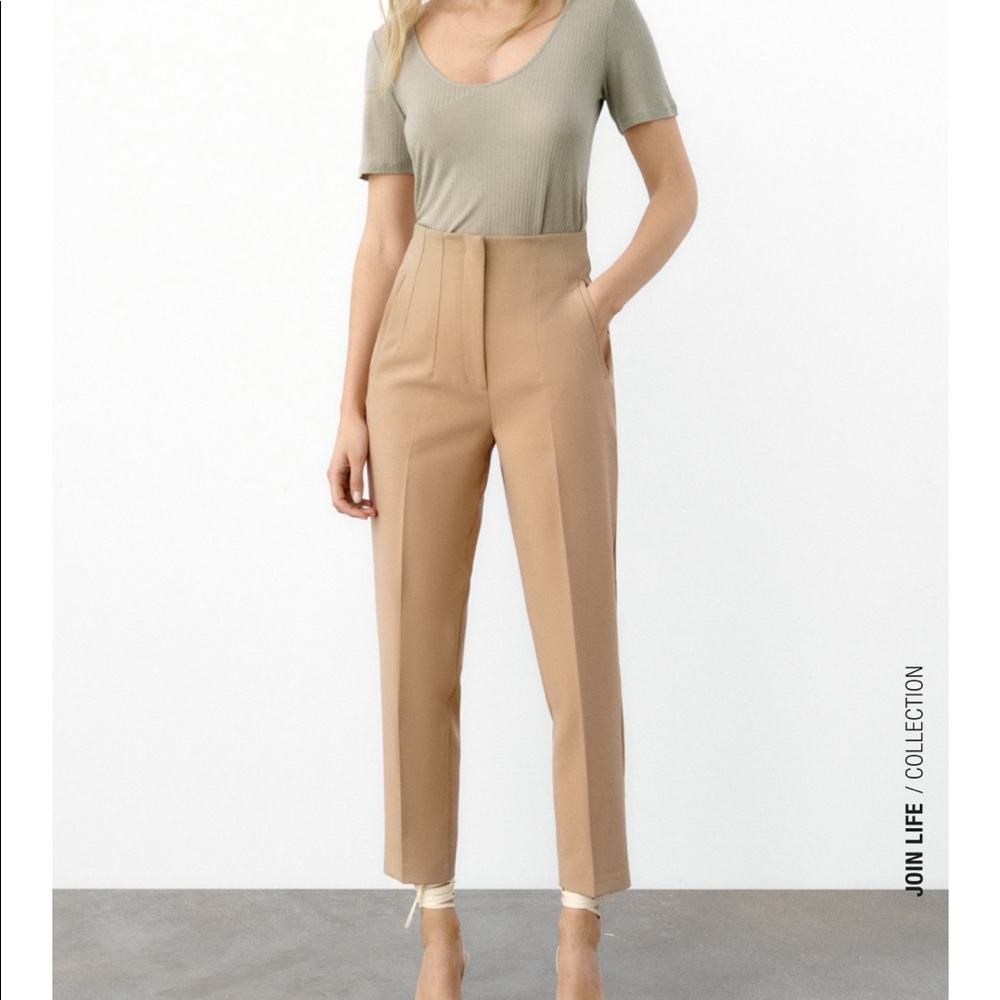 NWT Zara high waisted pants taupe brown